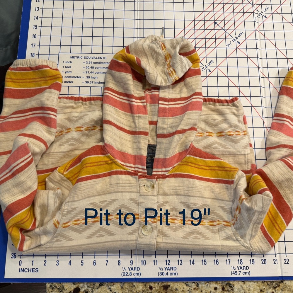 Pendleton Womens Small Southwestern Stripe Hooded Button Front Jacket Drawstring - Picture 13 of 16